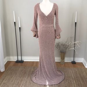 Mac Duggal blush pink beaded dress NWT